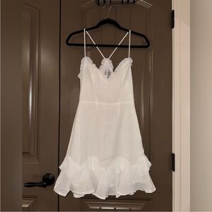 Hello Molly White Mini Dress with Ruffled Hem